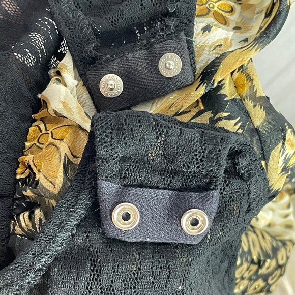 Cache Bodysuit Vintage 10 Black Gold Animal Print Floral Sleeveless Plunge Neck - Picture 12 of 15